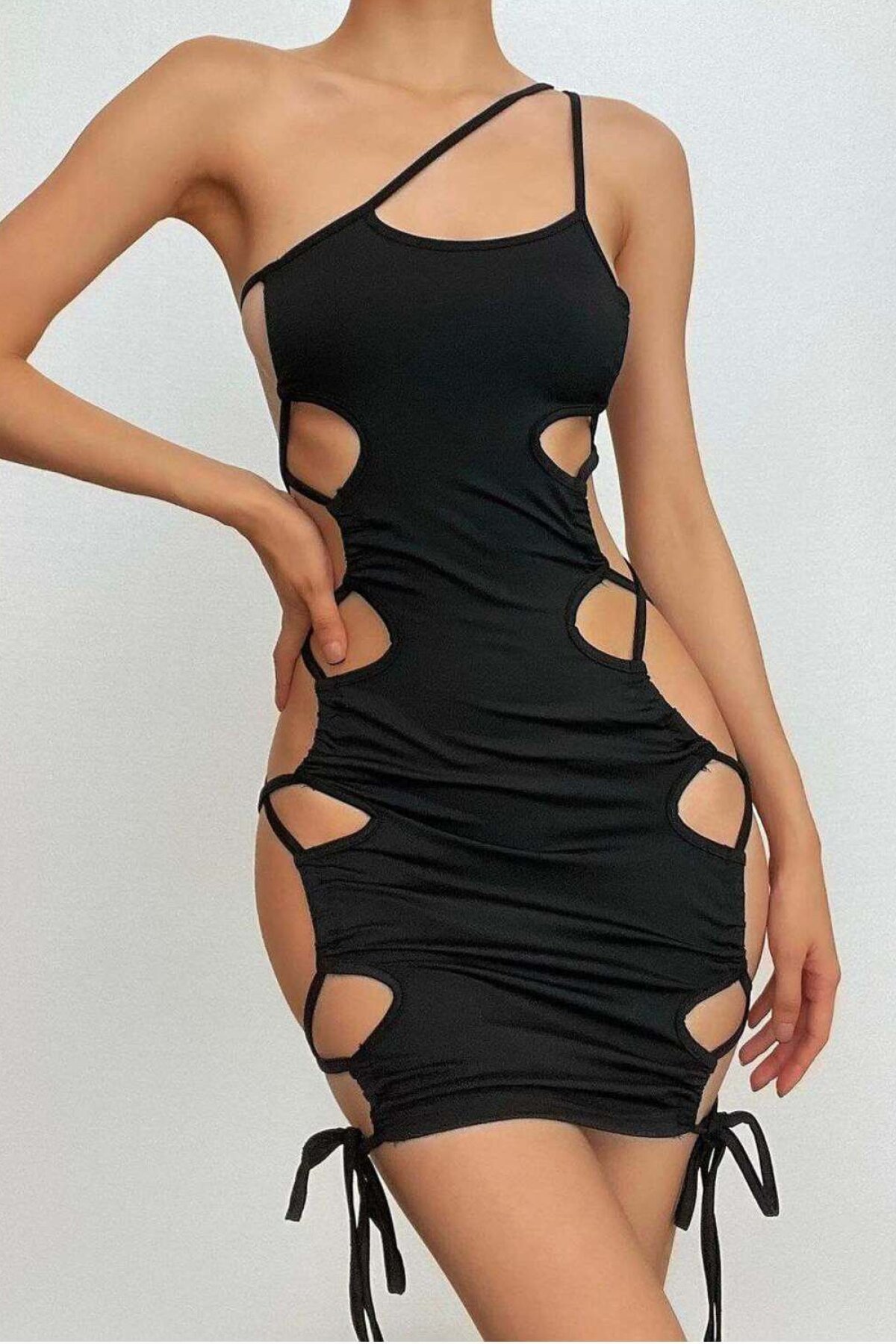 Bf Bikini Fashion Siyah Çapraz İp Detaylı Elbise