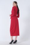 Kırmızı Bağlama Detaylı Uzun Elbise