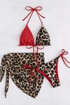 Leopar Kırmızı Bikini Set