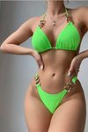 Neon Yeşil Neora Zincir Detaylı Bikini Takım