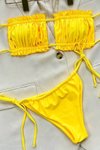 Sarı Büzgülü Bikini Takım