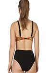Kahverengi Düğüm Detaylı Kruvaze Toparlayıcı Bikini Takım