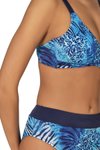 Kahverengi Mavi Leopar Desenli Toparlayıcı Bikini Takım