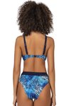 Kahverengi Mavi Leopar Desenli Toparlayıcı Bikini Takım