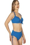 Koyu Mavi Fiyonk Detaylı Büyük Beden Bikini Takım