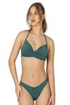 Yeşil Yarım Dolgulu V Alt Detaylı Simli Bikini Takım