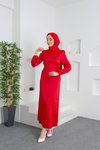 Kırmızı Zara Saten Abiye Elbise