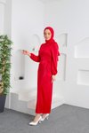 Kırmızı Zara Saten Abiye Elbise
