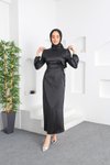 Siyah Zara Saten Abiye Elbise