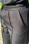 Siyah Duble Paça Çimalı Pantolon
