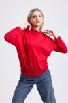 Kırmızı Yaka Detaylı Beli Lastikli Sweatshirt