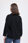 Siyah Düşük Omuzlu Cep Detaylı Oduncu Gömlek