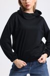 Siyah Yaka Detaylı Beli Lastikli Sweatshirt
