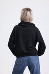 Siyah Yaka Detaylı Beli Lastikli Sweatshirt