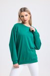Yeşil Düşük Omuzlu Sweatshirt