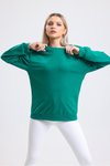 Yeşil Düşük Omuzlu Sweatshirt