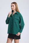 Yeşil Kazayağı Desenli Oduncu Gömlek