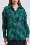 Yeşil Kazayağı Desenli Oduncu Gömlek
