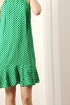Yeşil Puantiyeli Halter Yaka Mini Elbise