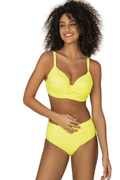 Sarı Büyük Beden Destekli B�üzgü Detaylı Bikini Takım