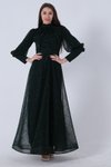 Zümrüt Balon Kol Vintage Abiye Elbise