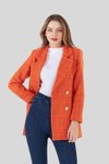 Orange Kruvaze Yaka Chanel Ceket