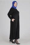 Siyah Büyük Beden Kolye Aksesuarlı Sandy Elbise