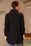 Siyah Boncuk İşlemeli Uzun Kollu Gömlek