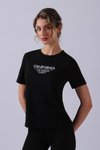 Siyah Bisiklet Yaka California Baskılı T-shirt