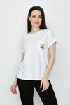Beyaz Kısa Kollu Cep Detaylı T-shirt