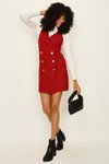 Kırmızı Düğme Detaylı Body&#039;li Mini Elbise