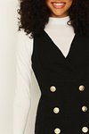 Siyah Düğme Detaylı Body&#039;li Mini Elbise