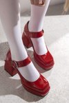 Kırmızı Rugan Topuklu Ayakkabı