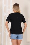 Siyah Love Pul Payet Detaylı T-shirt