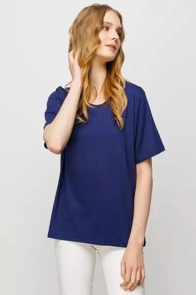 Lacivert Sıfır Yaka Basic T-shirt