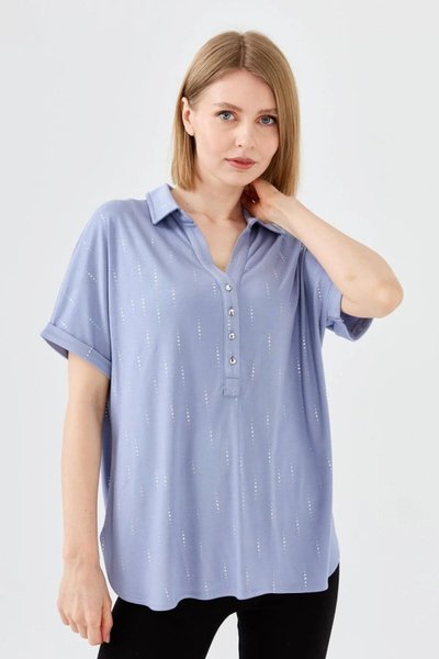 Mavi Gömlek Yaka T-shirt