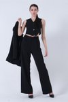Siyah Ceket-yelek Pantolonlu 3&#039;lü Elbise Takım