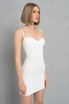 Askılı Beyaz Göğüs Süngerli Vücudu Saran Mini Elbise