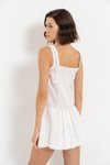 Askılı Offwhite Off White Kare Yaka Mini Poplin Elbise