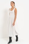 Beyaz Kalın Askılı Gipeli Midi Elbise