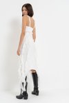 Offwhite Askılı Fırfırlı Midi Abiye Elbise