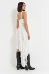 Offwhite Askılı Fırfırlı Midi Abiye Elbise