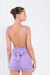 Sırt Dekolteli Yeni Lilac Farklı Bağlamalı Büzgülü Mini Abiye Elbise