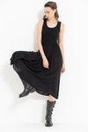 Siyah Kalın Askılı Gipeli Midi Elbise