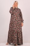 Çiçek Desen Gül Büyük Beden Eteği Fırfırlı Belmando Elbise