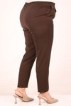 Kahverengi Büyük Beden Beli Lastikli Pile Detaylı Aspen Pantolon