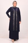 Lacivert Büyük Beden Taş Detaylı Sandy Yelek Takım Elbise