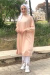 Pudra Yüksek Baskılı Uzun Sweatshirt