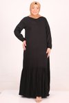 Siyah Büyük Beden Eteği Fırfırl�ı Belmando Elbise
