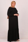 Siyah Büyük Beden Eteği Fırfırlı Belmando Elbise